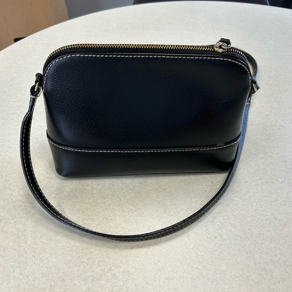 Kate spade black leather crossbody purse with pink lining. - Picture 2 of 10